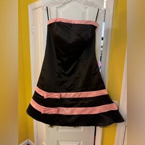 Pink and Black Strapless Jessica McClintock Dress